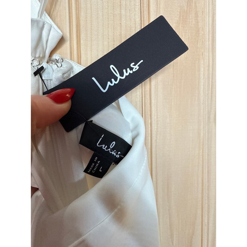 NWT Lulus Summer Dream White Midi Dress Open Back Cocktail Beachy Classy Size L - Picture 8 of 8